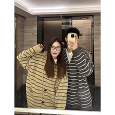 新款连帽条纹针织衫休闲美式潮毛衣软糯开衫上衣1008-LMC1066-p67，男装针织衫/毛衣，星座1008