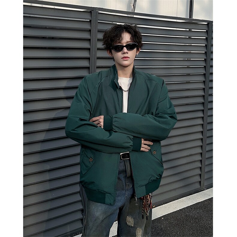 8XL-M美式复古棒球服外套男特大码潮牌双拉链立领夹克衫JK005P85,男装夹克,电商B312