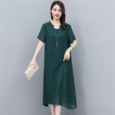 加肥加大码雪纺连衣裙女2025夏新款胖MM遮肚宽松显瘦中年妈妈裙子，女装连衣裙，深妍伊美