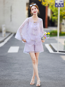 新中式国风短裤套装女2025夏新款高级感绝美气质小香风一整套穿搭图片