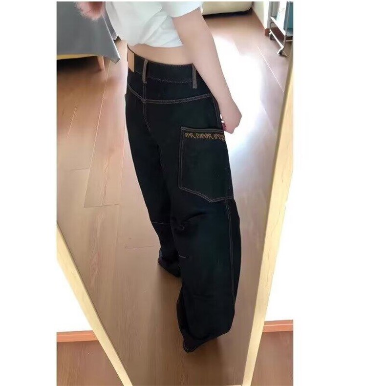 潮流常规高腰显瘦宽松阔腿裤牛仔裤女新款气质时尚长裤简约春秋,男装牛仔裤,星座506A