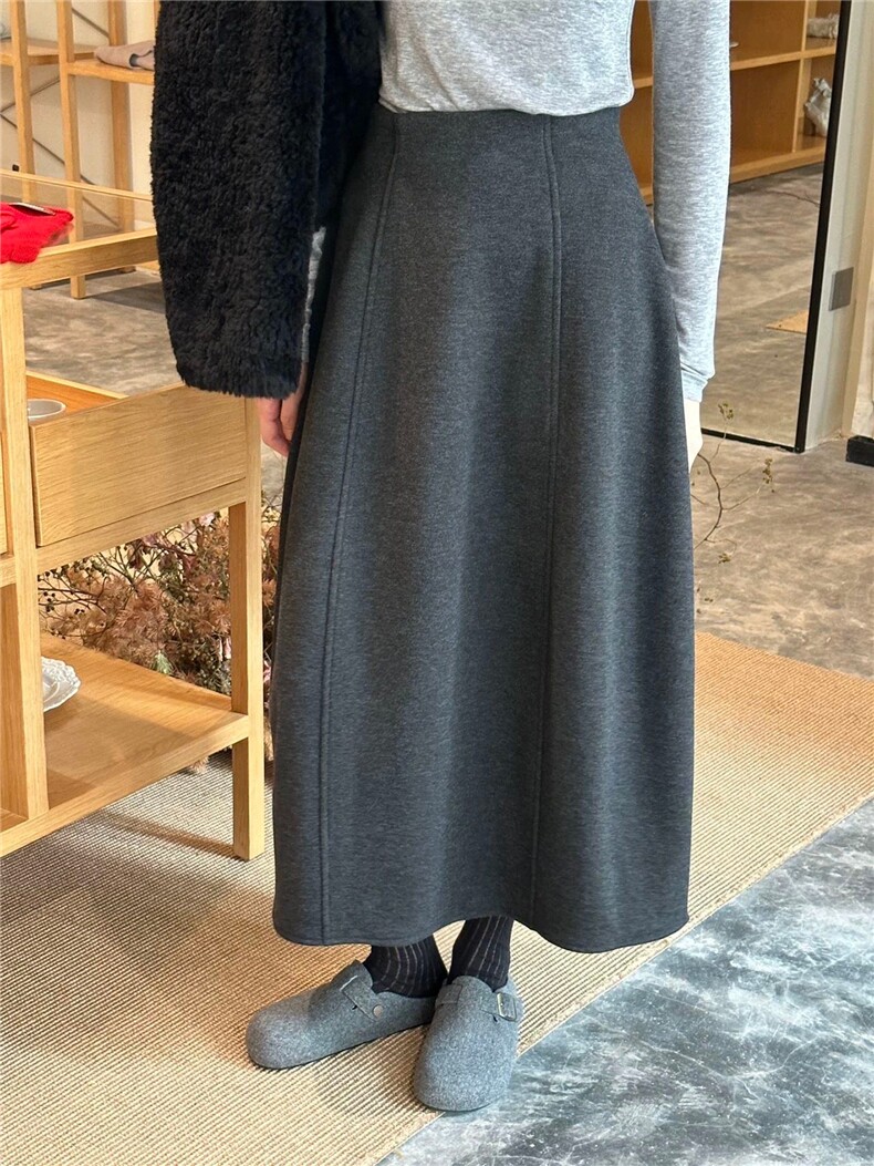 2025时尚百搭通勤简约休闲中长款半身裙，女装半身裙，湘姗