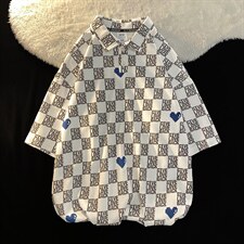 新款优品男士短袖纯棉红心印花T恤宽松上衣PL3305-P55,男装T恤,星座717
