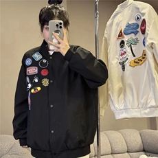 秋冬常规复古徽章潮牌刺绣棒球服男女情侣外套宽松夹克上衣潮，男装夹克，星座506A
