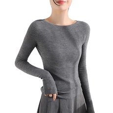 杨子纱100%超细羊毛无缝一字领鱼骨纹，女装针织衫/毛衣，优麦羊绒（原洪叶羊绒）