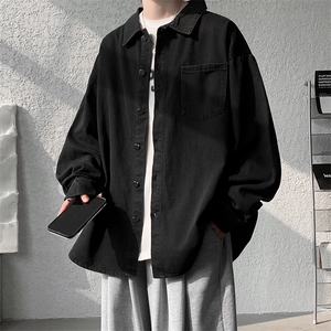 8XL-M 特大码牛仔衬衫宽松浅蓝色牛仔外套男休闲衬衫CS502P68控88图片