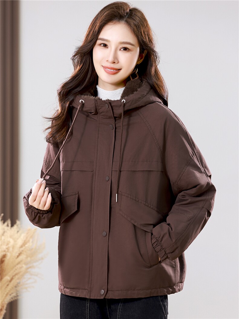 2025年冬季时尚潮流中长款休闲加绒加厚派克服,女装派克服,独衣靓