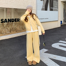 奶盐系黄色休闲运动套装女2025年春秋季新款加厚卫衣阔腿裤两件套，女装套装/套裙，2C317
