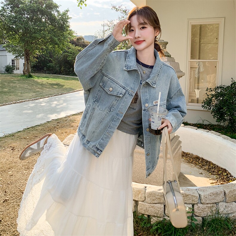 2026春装有货蕾丝标OVERSIZE牛仔外套2C090-1823-P140-K198,女装短外套,2C090