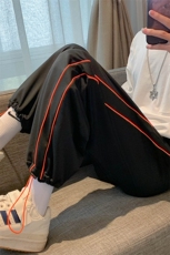 现货D201-DM60-P45港风宽松条纹秋冬男装条纹运动休闲裤抽绳卫裤，男装休闲裤，电商D321-1