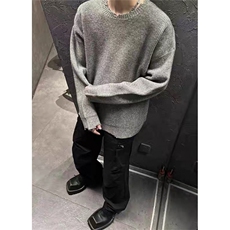 破坏风毛衣男秋冬季潮牌痞帅慵懒宽松内搭针织打底衫M5011，男装T恤，星座1116A（原606A-3）