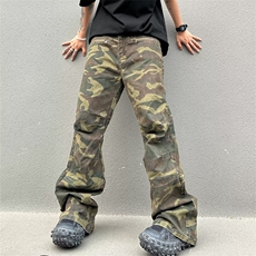 美式复古高街裤子hiphop休闲男女潮牌宽松直筒迷彩工装裤GM25-P68，男装休闲裤，星座1008