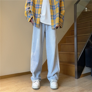 A450-NZ997-P60控99牛仔裤男女中性风三条杠直筒宽松裤子