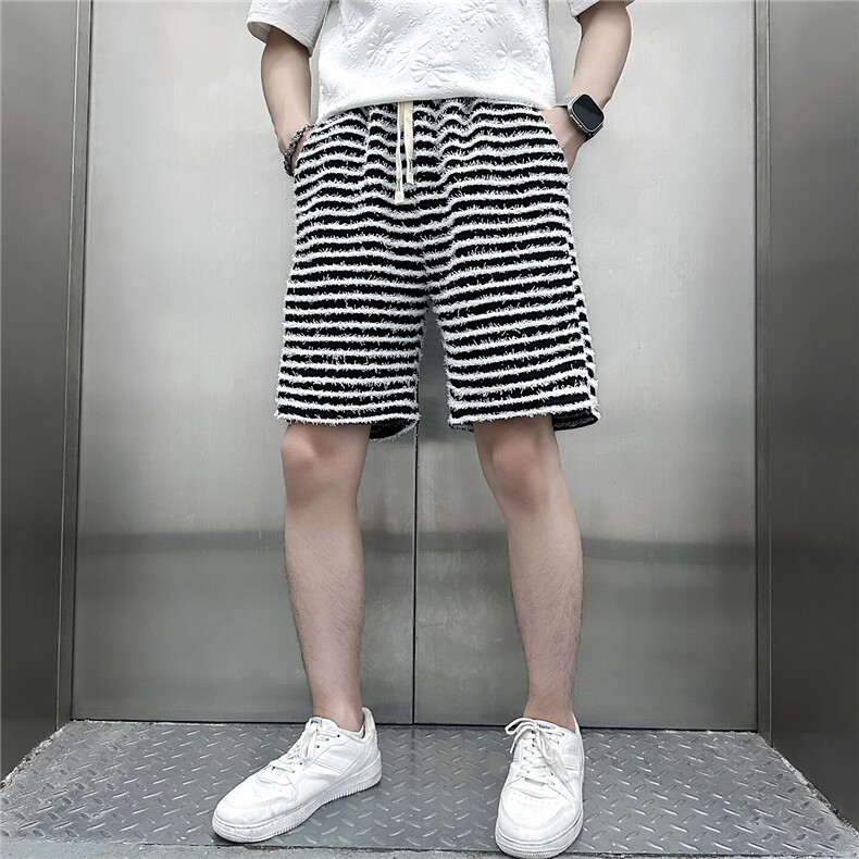 301C-DK34-48控68条纹休闲短裤男潮牌痞帅高级感社会小伙店主风,男装牛仔裤,星座301C（原B323）