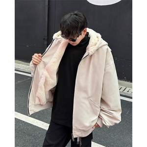 美式冬季纯棉水洗加绒棉衣潮牌宽松休闲连帽棉服上衣图片