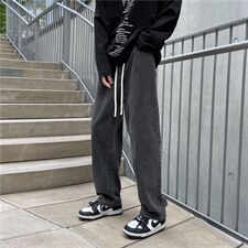 港风2025秋季新款男生牛仔裤潮牌高街抽绳裤子KN12P40，男装牛仔裤，电商D325