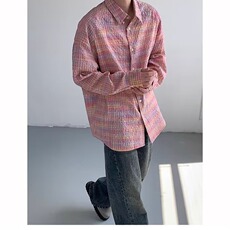 设计感格子纹泡泡袖衬衫男宽松廓形衬衣外套防晒秋季LSD51P39，男装衬衫，星座1013-5