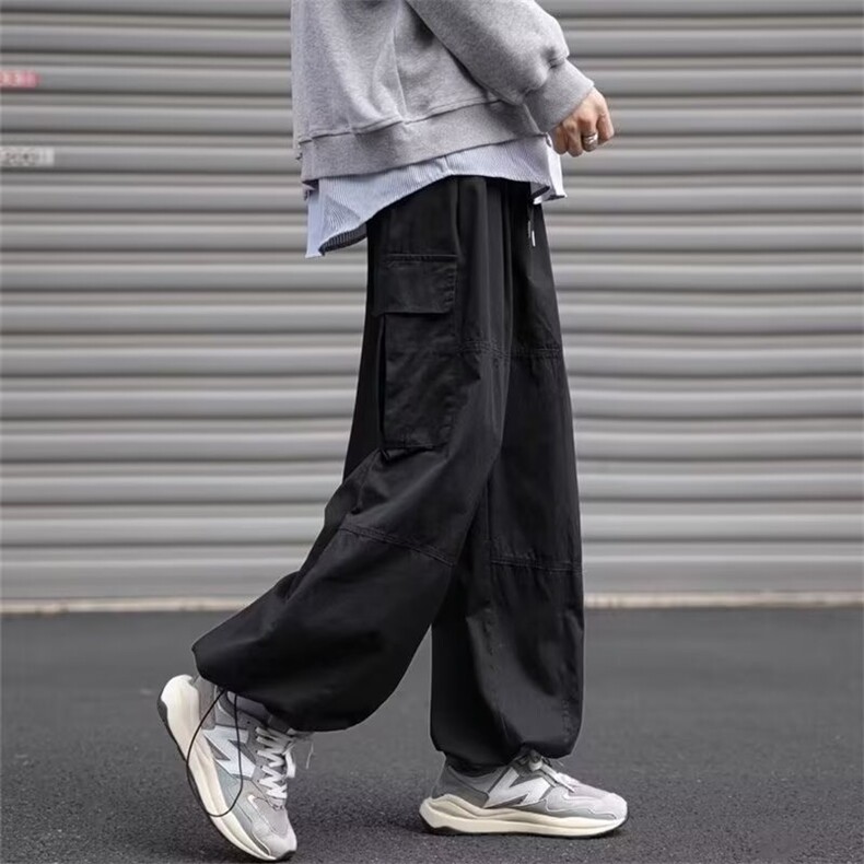 日系工装长裤潮男裤子时尚阔腿宽松束脚潮流百搭春秋季休闲X1516,男装休闲裤,星座506