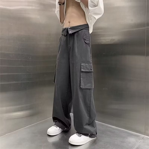 美式街头风工装裤男春夏季重工按扣阔腿休闲裤1001-1-K268-P53图片