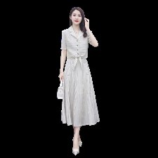 2021新款西装领短上衣条纹半身裙两件套，女装职业装，雅佳俏