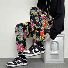 CK203夏秋东北大花民族特色风休闲哈伦运动裤束脚九分裤团队，男装民族服装，星座115A(原星座507）