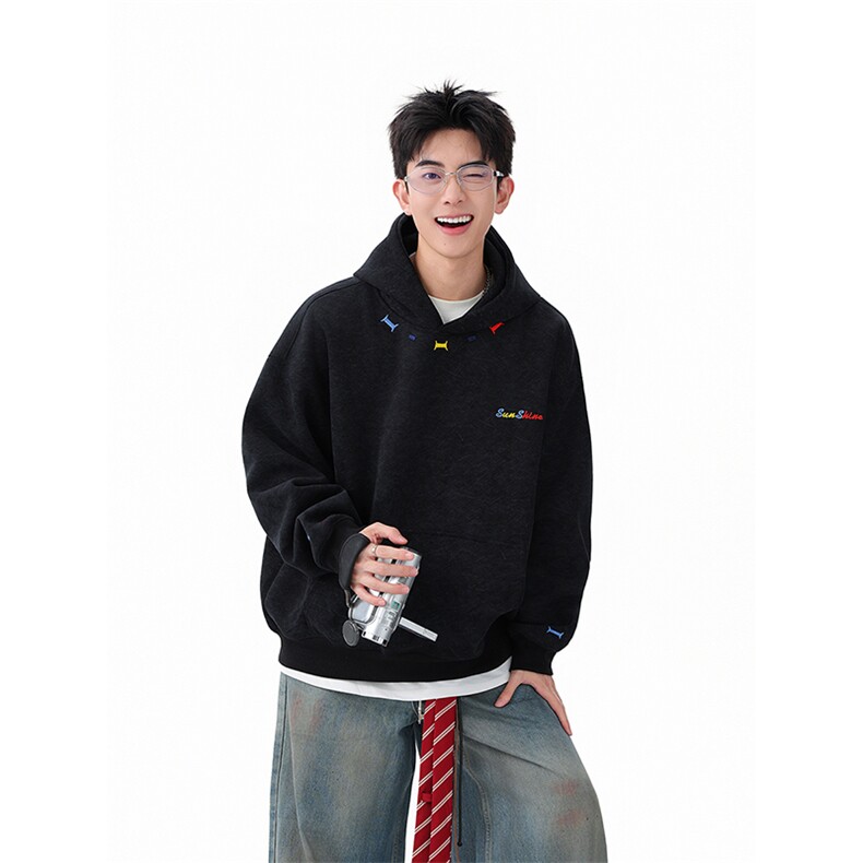 重磅400G砂洗刺绣连帽卫衣222-2-W116-P65卖88，男装卫衣，星座222-2（原202-8）