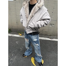现货高品质美式高街冬季重磅硬挺短款座山雕毛领棉衣男女加厚外套，男装棉衣，电商A486