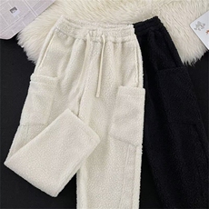 羊羔绒弯刀棉裤加绒加厚卫裤青少年大口袋保暖长裤H65P50，男装棉裤，星座1013-1