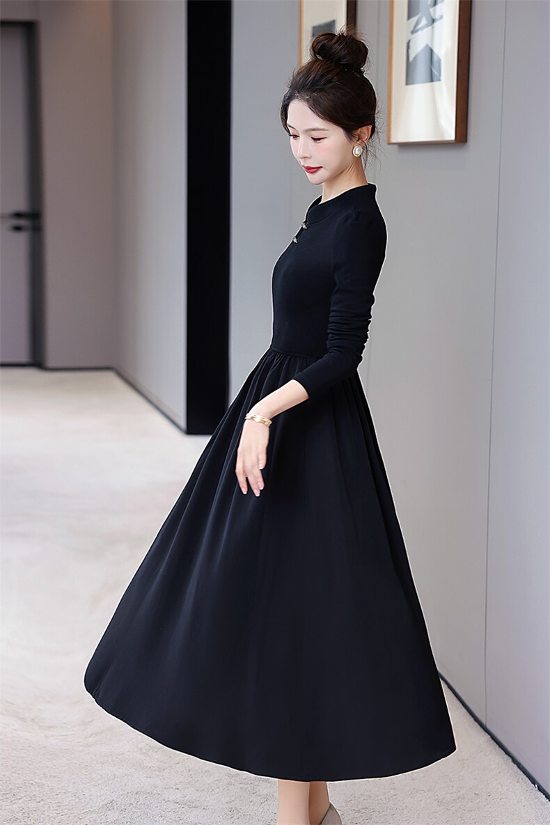 新中式连衣裙女长袖2024春秋新款高端气质女神范今年流行改良旗袍,女装套装/套裙,卡杰菲