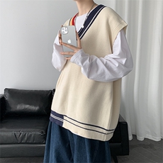 仓库大货秋冬不规则马甲男针织衫男套头针织衫毛衣MJ003-P55，男装背心/马甲，电商A059