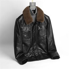 DLSN22-117皮衣男头层牛皮夹克脱卸水貂毛领羽绒皮衣男P1150，男装皮衣，电商B360