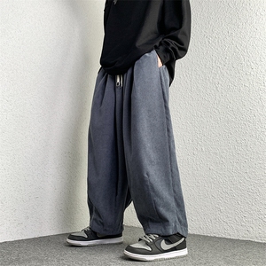 大码灯芯绒纯色宽松长裤简约加厚卫裤直筒裤休闲裤男女 K211/P55图片