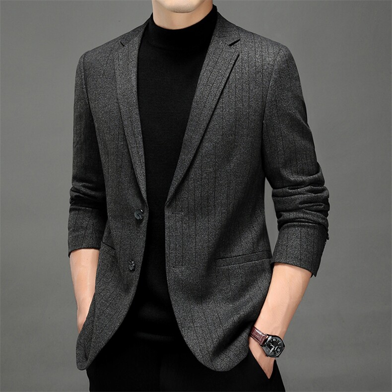 春秋新款男士宽松休闲格子西服上衣中年爸爸西装外套ZL6866-P200,男装西服,星座1105-3