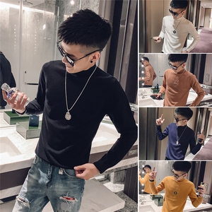 M03 2021年社会小伙修身圆领毛衣潮男时尚纯色针织衫线图片