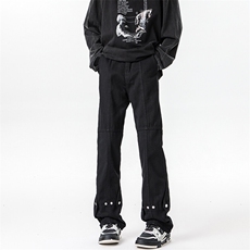 春季美式高街复古微喇牛仔裤男款显瘦铆钉直筒加长版裤子KZ015P60，男装牛仔裤，电商B312