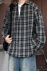 C5070/P40秋装新款格子衬衫男士衬衣外套休闲大码宽松港味上衣，男装衬衫，电商A141