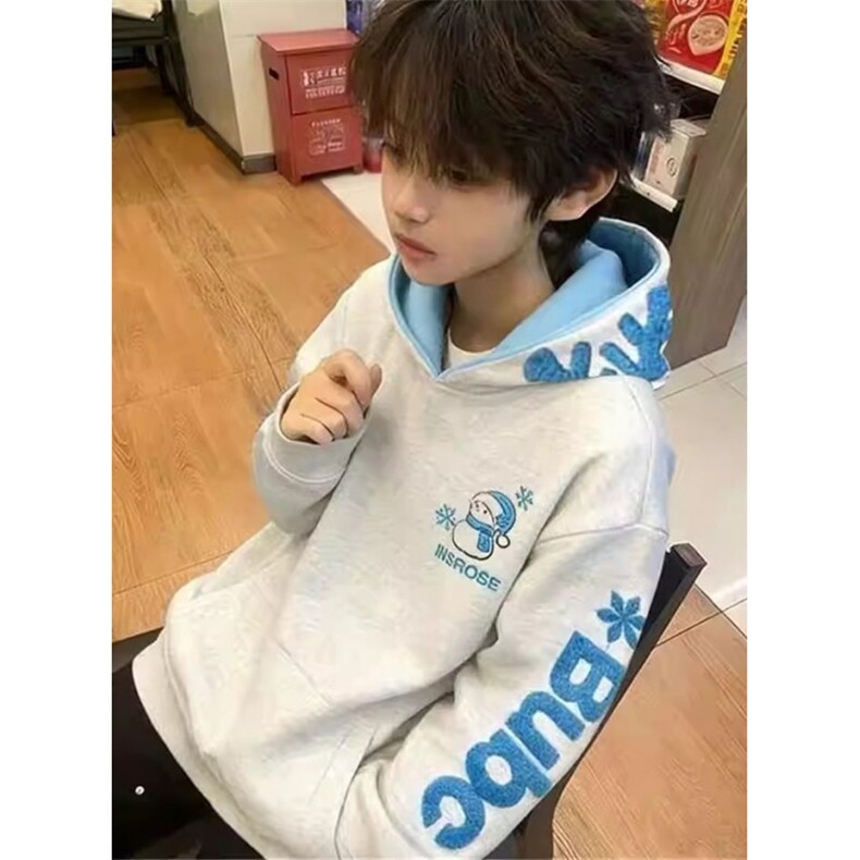 雪花刺绣连帽卫衣男秋冬加厚宽松情侣装毛巾绣外套帽衫WW18,女装短外套,星座1116A（原606A-3）