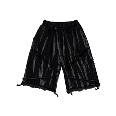 扎染牛仔短裤男夏季美式复古毛边五分裤潮牌潮流高街oversize裤子，男装牛仔裤，星座410-6（原星座1304-1）