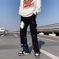 复古牛仔裤夏季新款泼漆拼色裤子宽松直筒休闲裤薄N202，男装牛仔裤，星座1116A-1（原606A）