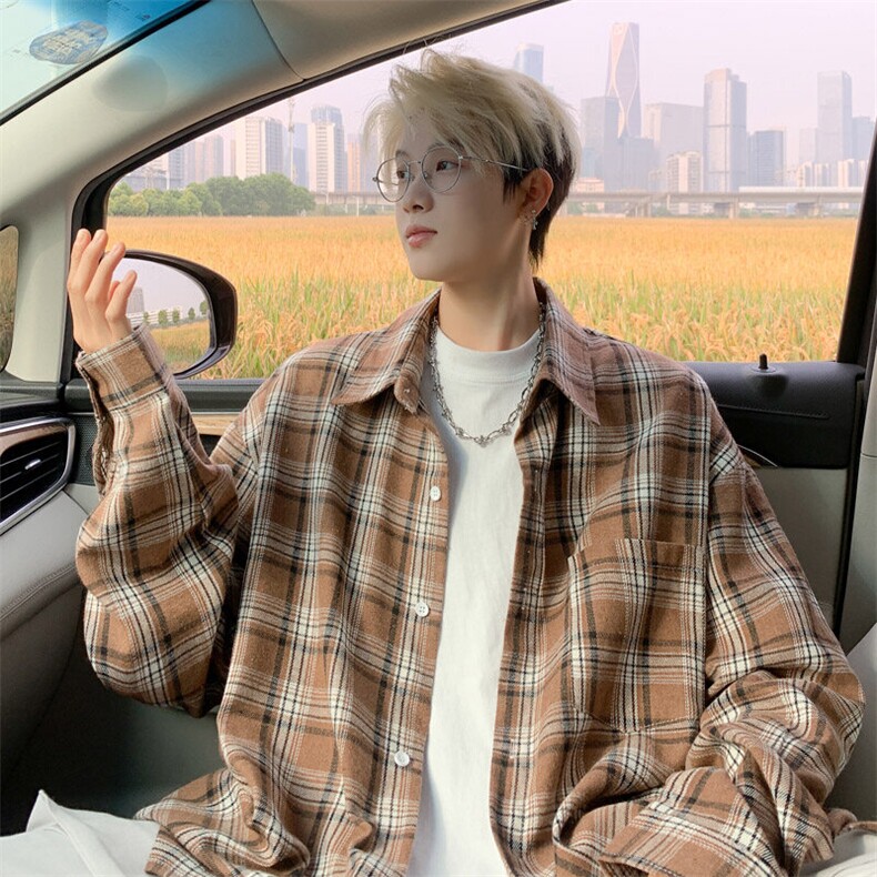 ！2025春季男士长袖格子衬衫情侣衬衣CS03特P35,男装衬衫,电商B220