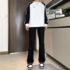 纯黑色渐变高弹修身直筒大码微喇毛边牛仔裤男K860-K861-K866-P50，男装牛仔裤，星座205