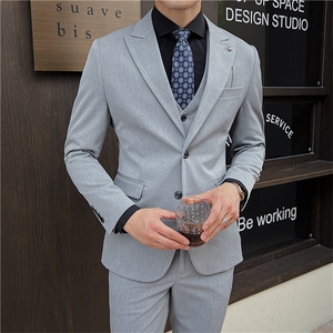 品质西服套装男三件套韩版修身商务休闲西装婚礼西装KTZ912-P315图片