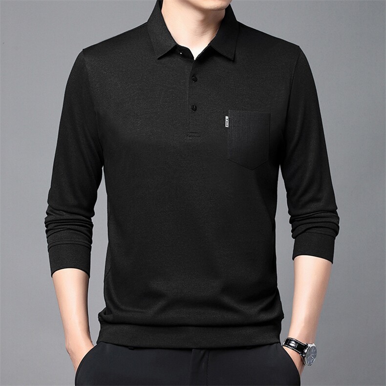 2023春夏季(仿羊绒)长袖T恤POLO衫纯色商务休闲中年衣服C620-P38,男装Polo衫,星座1402-2