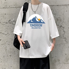 Q11235-P30春夏季七分袖t恤男大码五分袖男短袖中袖大皂风，男装T恤，电商A040