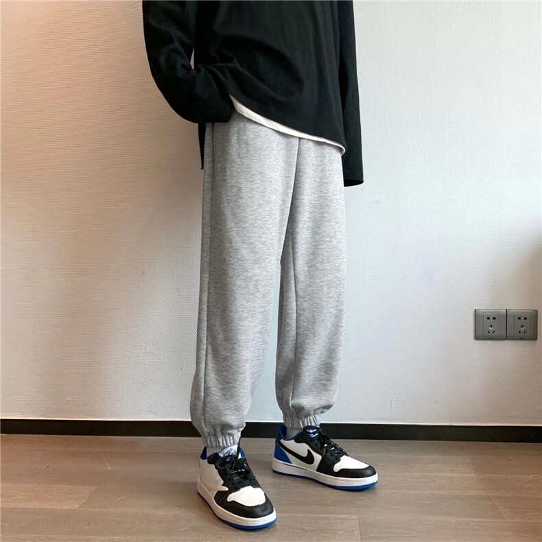 秋季休闲裤男原宿ins百搭灰色针织加绒加厚卫裤K189P25常规20,男装休闲裤,星座1116-2