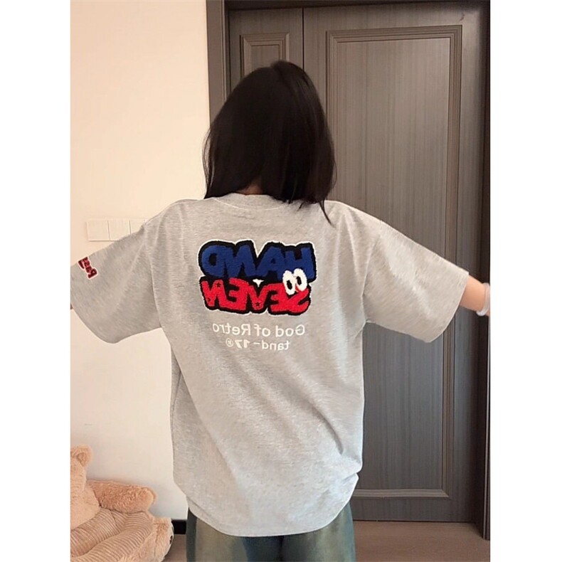 H1037-P35毛巾绣220克休闲宽松短袖T恤男女同款,男装T恤,星座617A-2