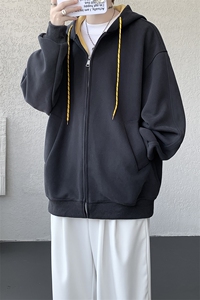 8XL-M秋连帽卫衣男宽松休闲纯色拉链开衫外套拼色帽衫运动WY27P65图片