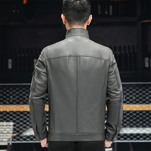 2023春季新款皮衣男绵羊皮外套机车夹克商务男装韩版P580图片