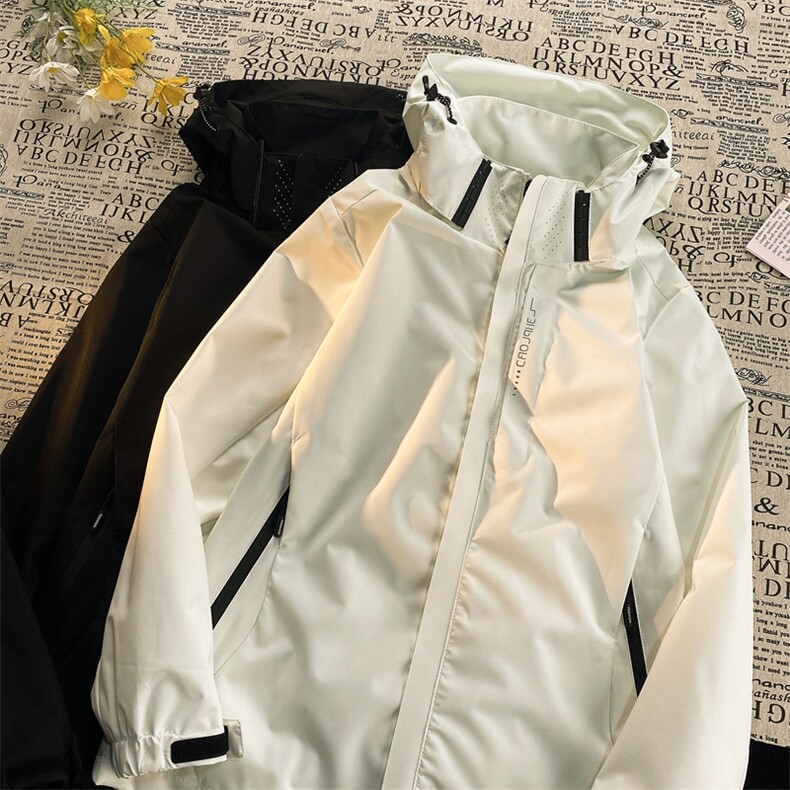 港风连帽冲锋衣情侣外套防风防水登山服夹克男JH-JK6266-P50图片