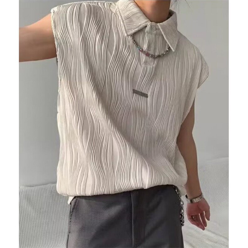 夏季波浪纹背心男韩版宽松坎肩休闲运动帅气无袖T恤肌理TT20,男装背心/马甲,星座1116A-2（原606A-1）